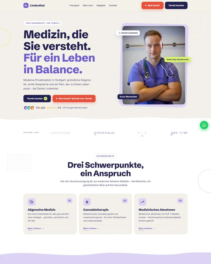 Referenz: Website der Privatpraxis Lindenthal